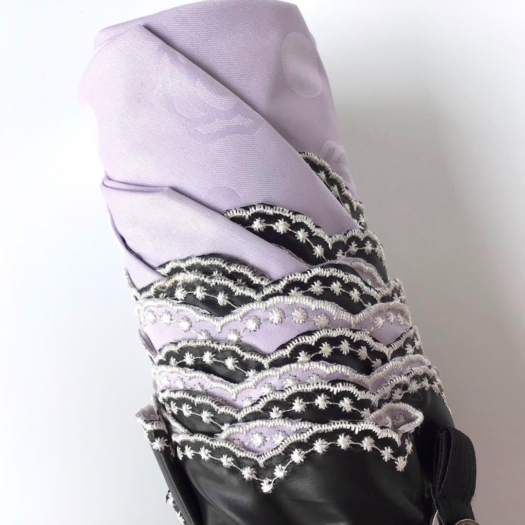 【新品】ランバンコレクション✨フラワー ローズ柄 折りたたみ日傘 パープル