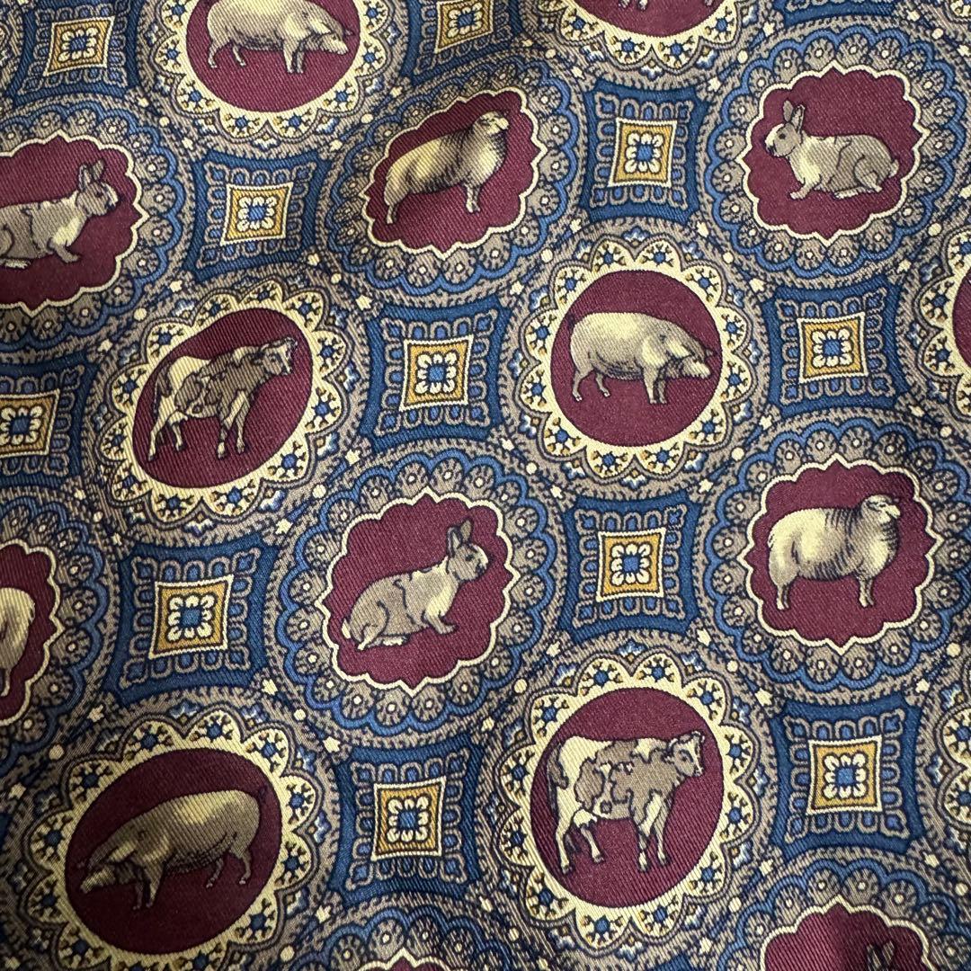 美品✨ ダンヒル マフラー シルク カシミヤ アニマル柄 ネイビー 男女兼用