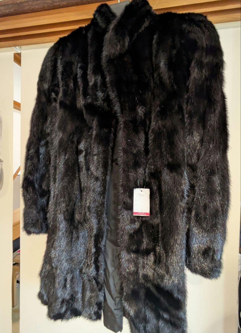 新品 黒 ミンクファー コート ミンクコート 毛皮 リアルファー 11号