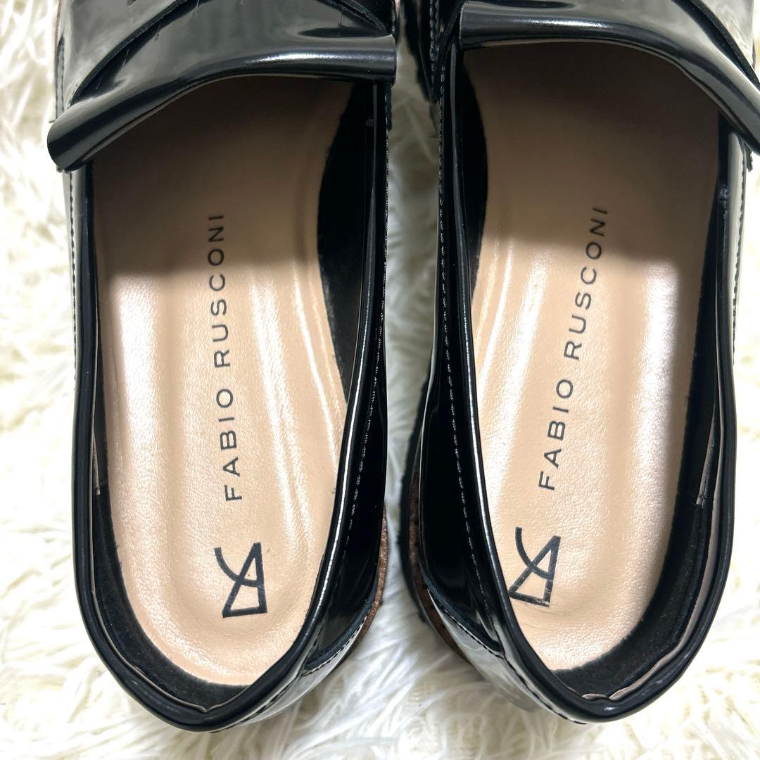 【FABIO RUSCONI】タンクソールキルト付きローファー 37 ブラック