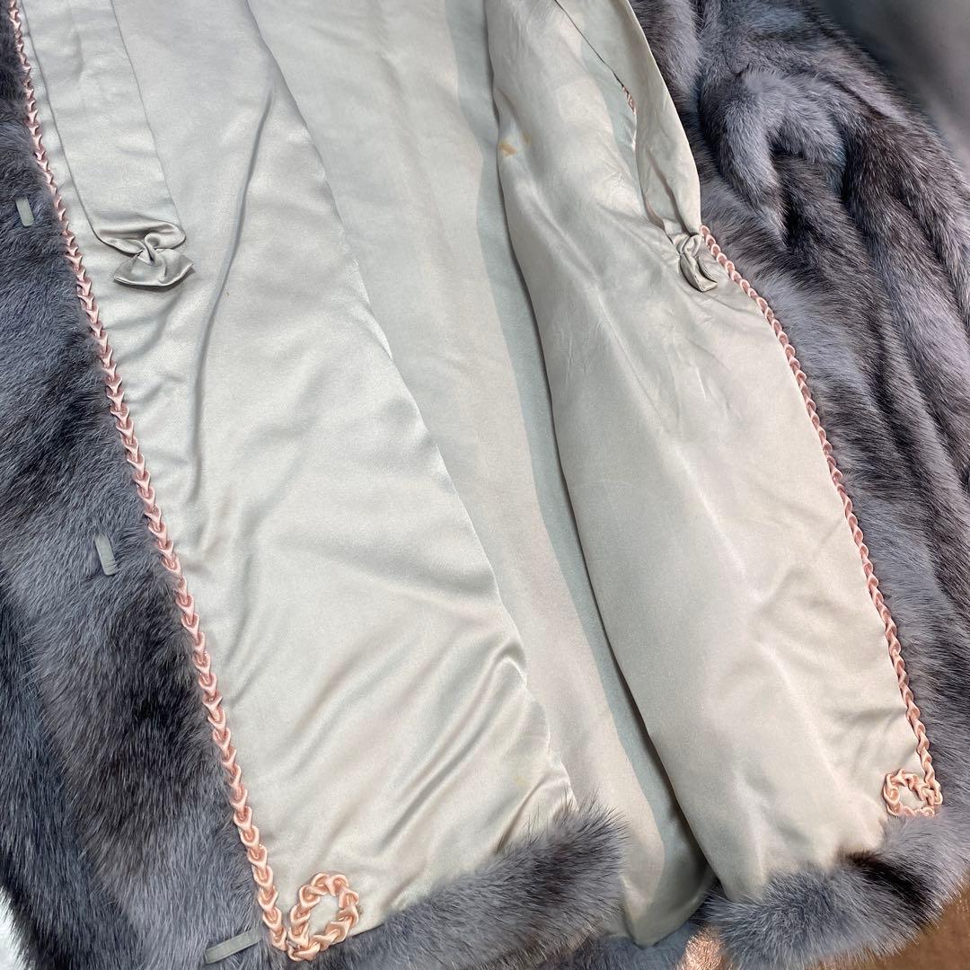 グレー 毛皮コート ボタン付き