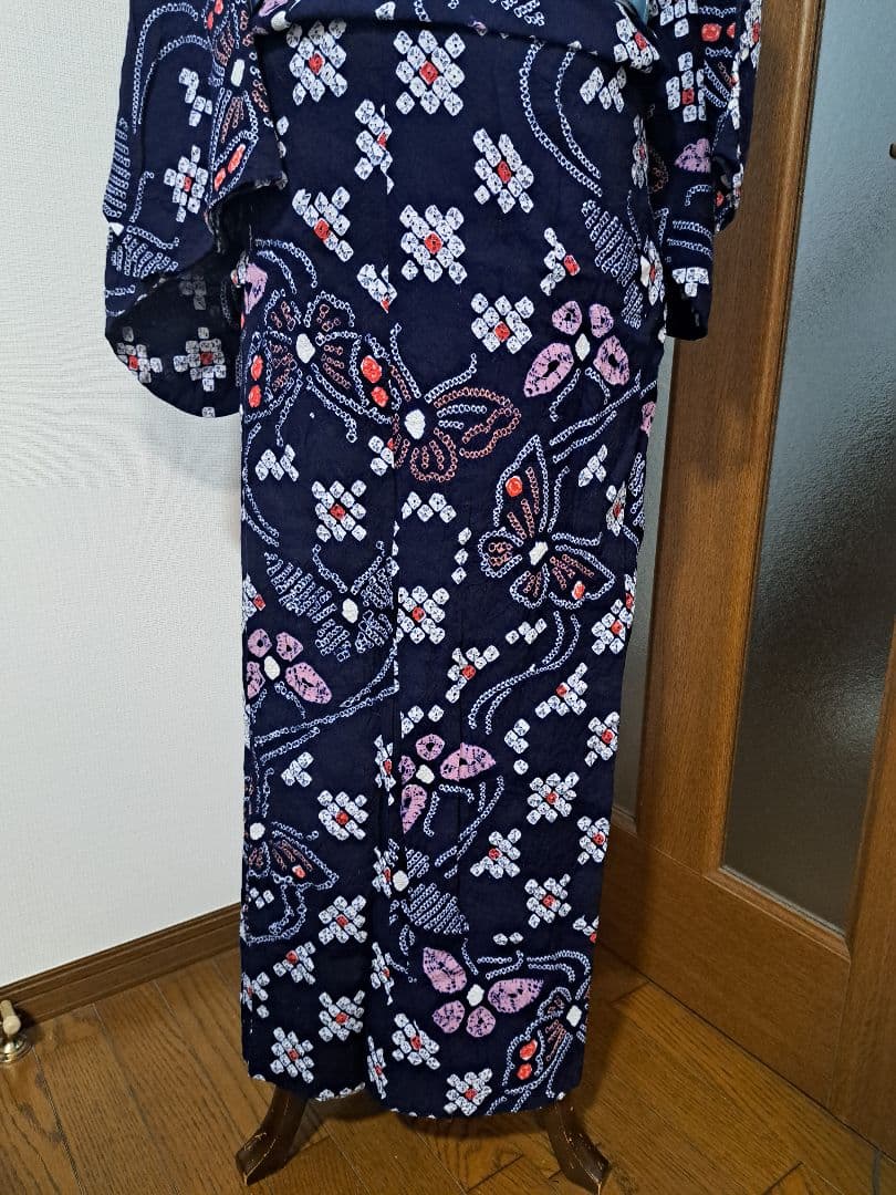 有松絞り 浴衣 シボ良好 手縫い仕立て