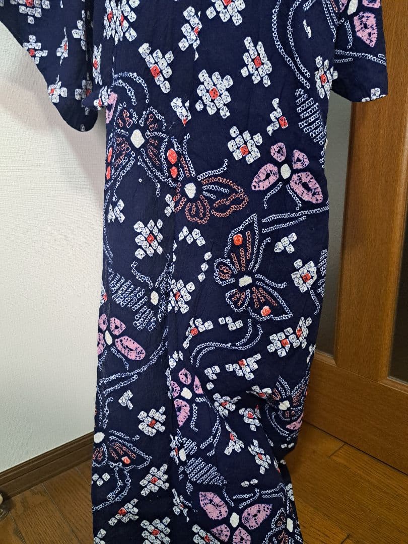 有松絞り 浴衣 シボ良好 手縫い仕立て