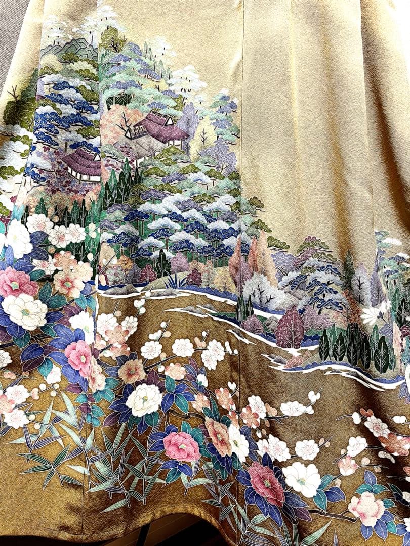 454 着物リメイクロングワンピース　色留袖