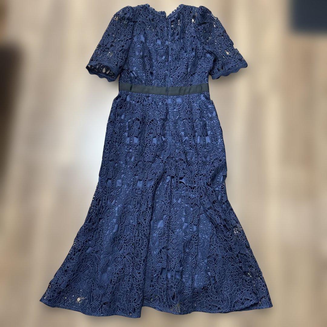 セルフォード　サイズ36 ネイビー レース 半袖 ひざ丈ワンピース