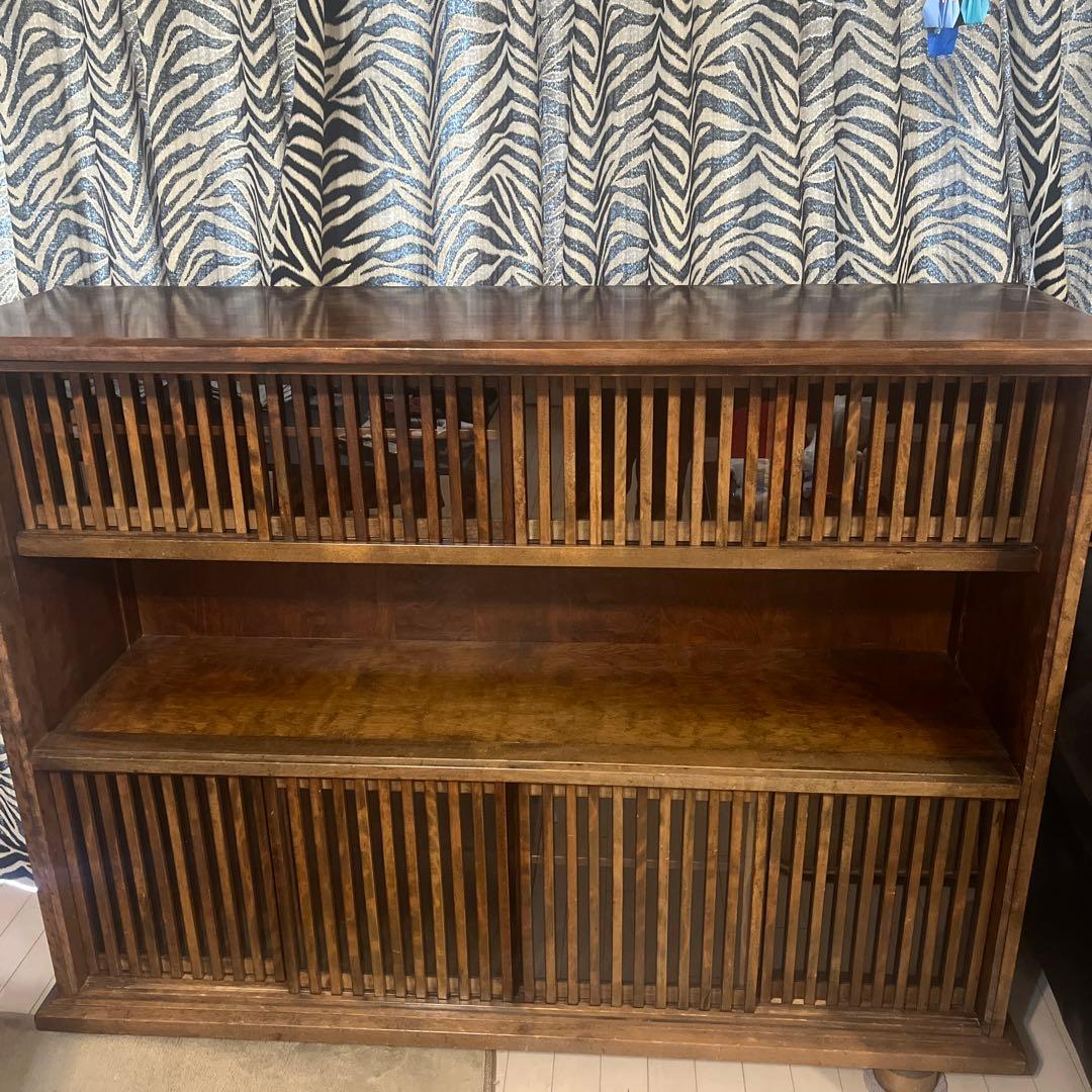 九州民芸家具　民芸家具　格子　縦格子　アンティーク　天然木　食器棚　飾り棚
