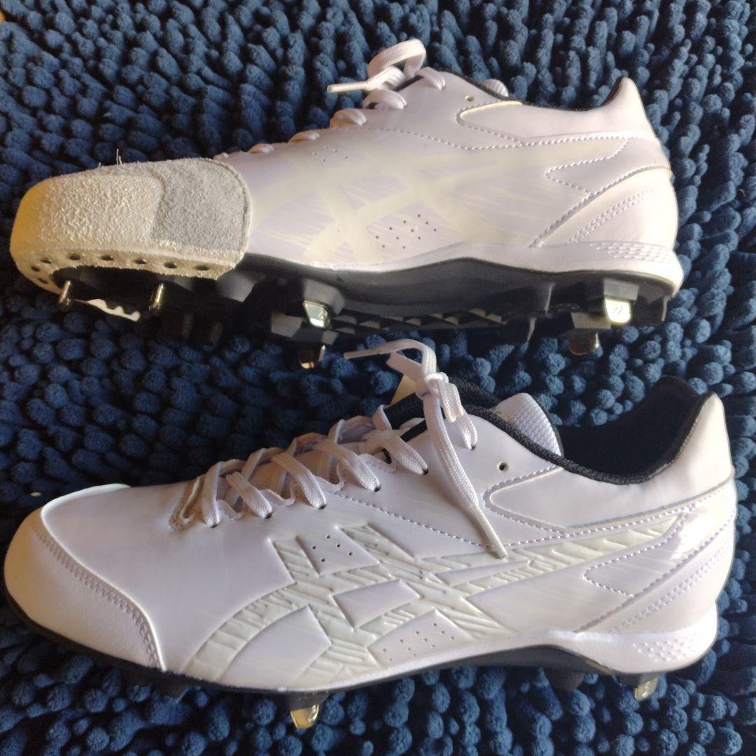 asics ベースボールシューズ ホワイト スパイク P革付