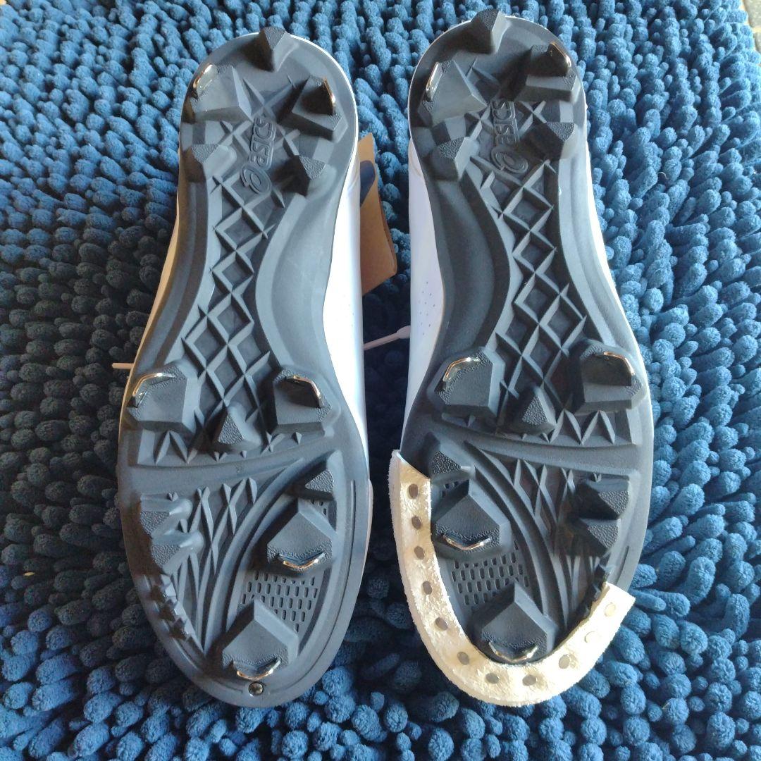 asics ベースボールシューズ ホワイト スパイク P革付