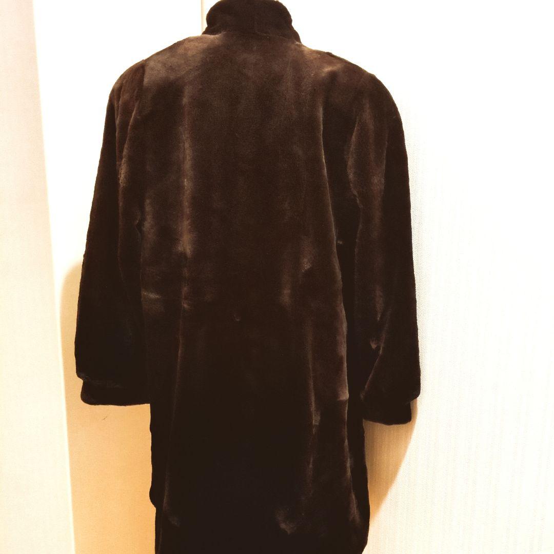 SAGA MINK ダークブラウン ファーコート ロング丈
