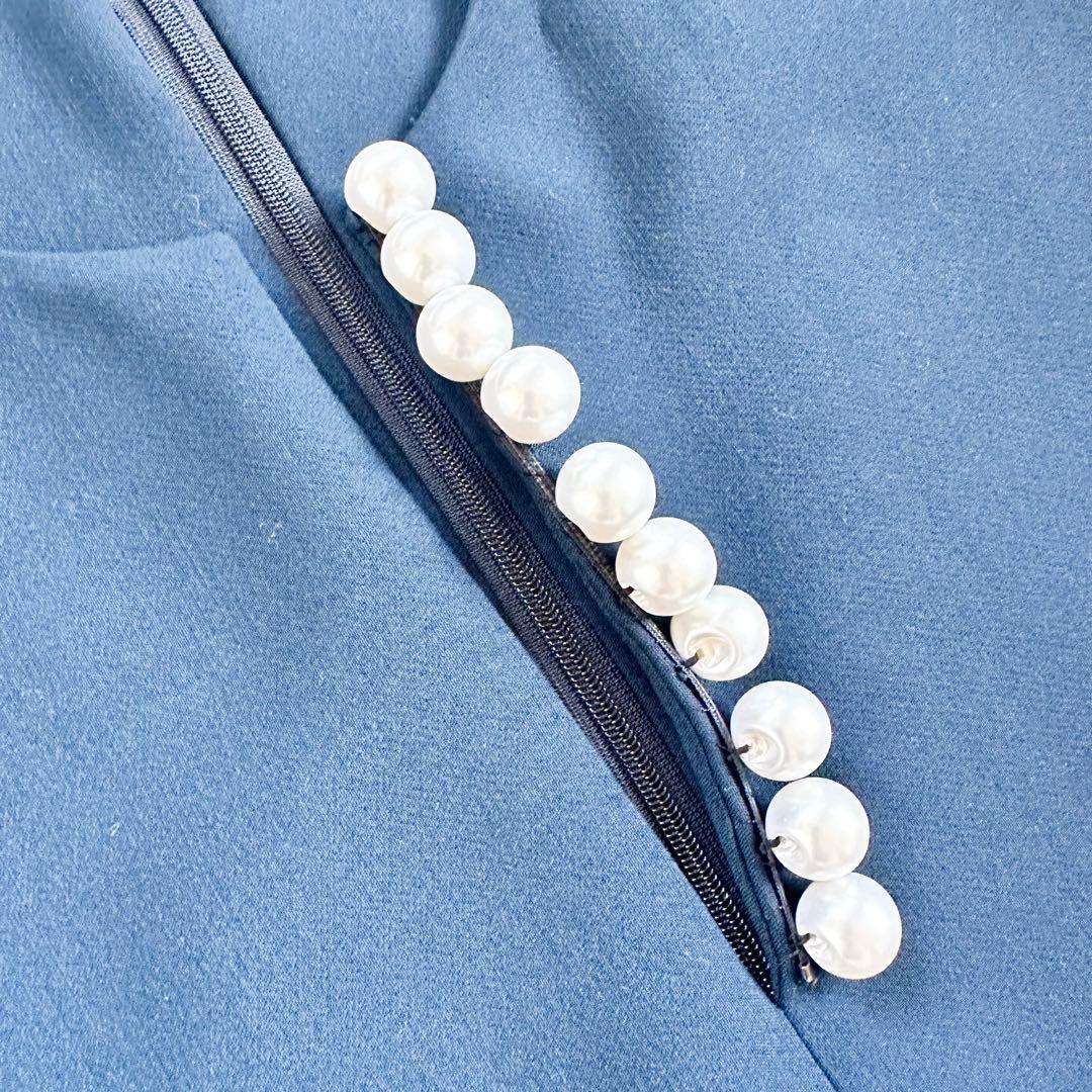 【未使用級♡着用1回】ヨーコチャン　スリットラインパールワンピース　ネイビー36