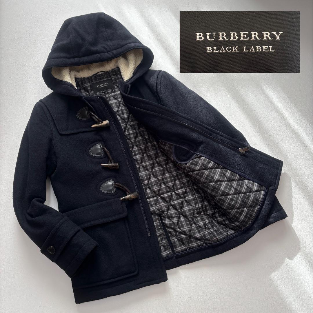 バーバリー ダッフルコート ノバチェック キルティング ボア M ネイビー