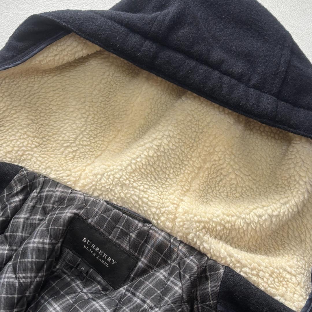 バーバリー ダッフルコート ノバチェック キルティング ボア M ネイビー
