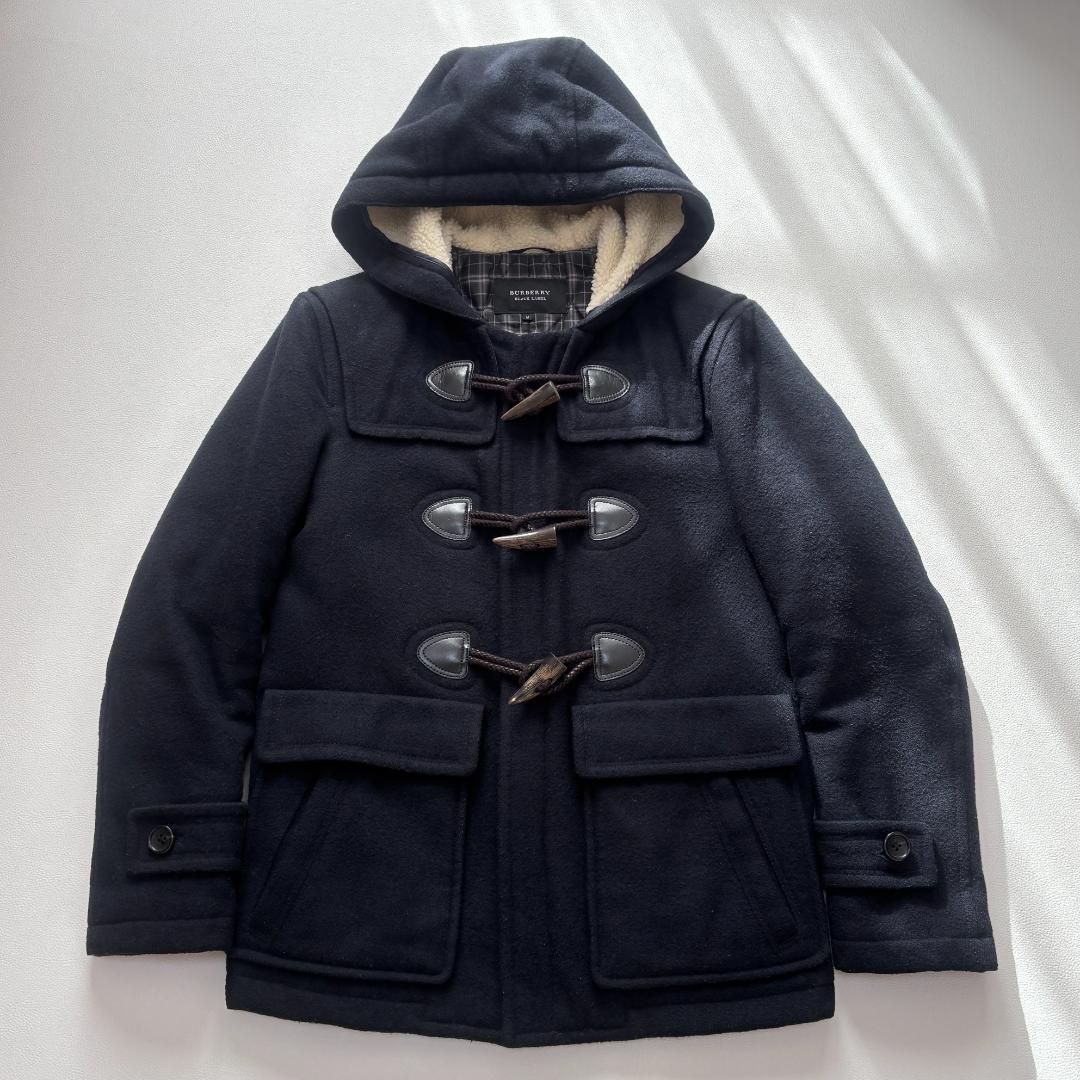 バーバリー ダッフルコート ノバチェック キルティング ボア M ネイビー