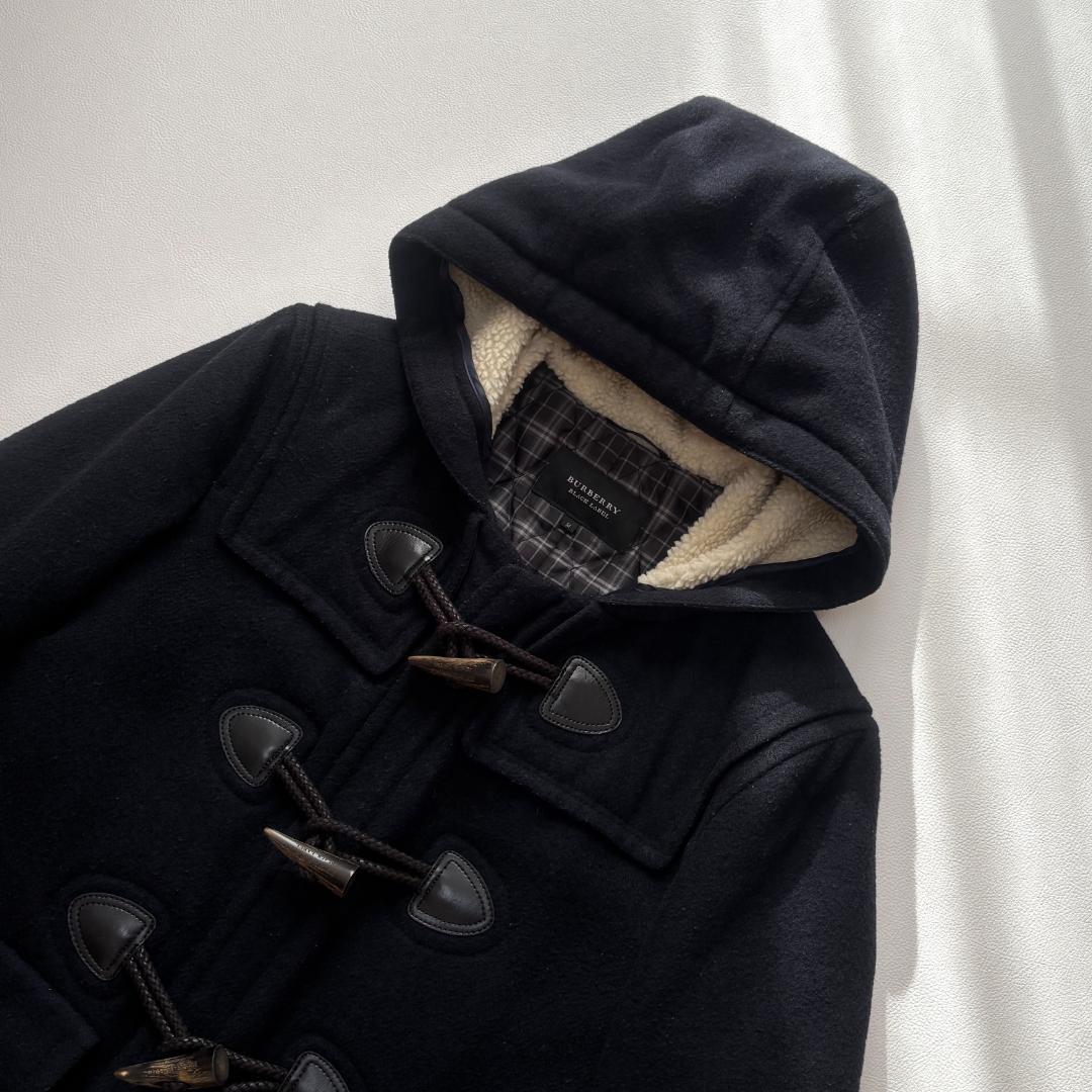 バーバリー ダッフルコート ノバチェック キルティング ボア M ネイビー
