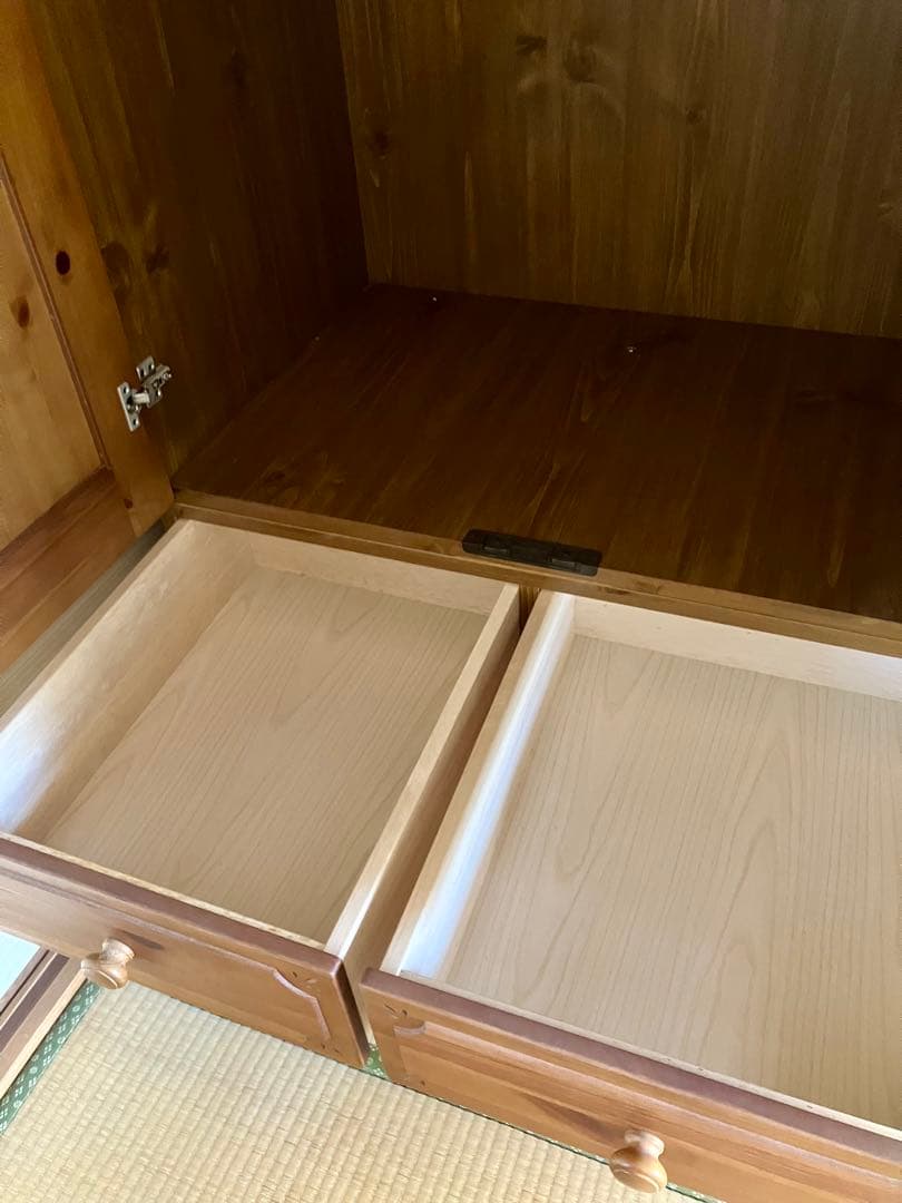 ナチュラルウッド 収納キャビネット 2ドア 3引き出し　カントリー　洋服タンス