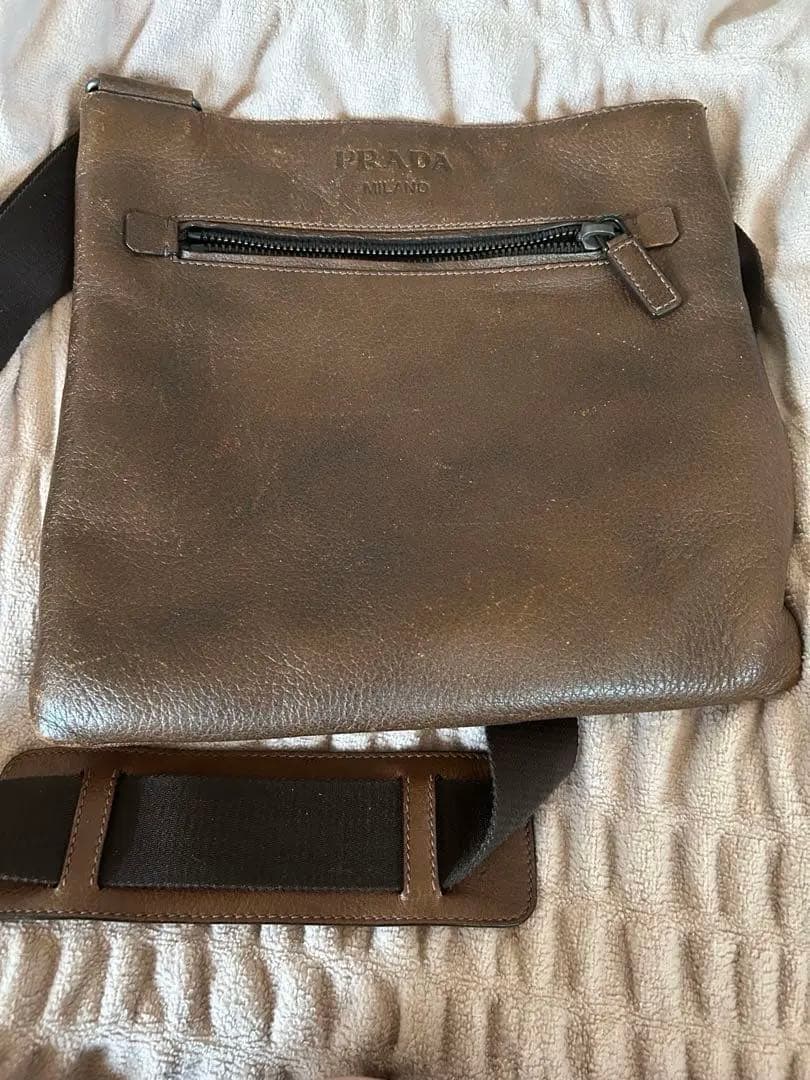 お値下げPRADA ブラウン レザー サコッシュ 袋付き