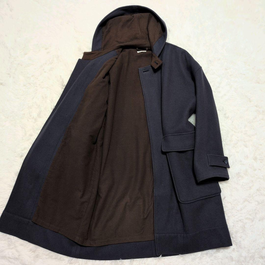 【人気モデル】ポールスミス☆フード　ウール　ロング　コート　L相当　ネイビー系