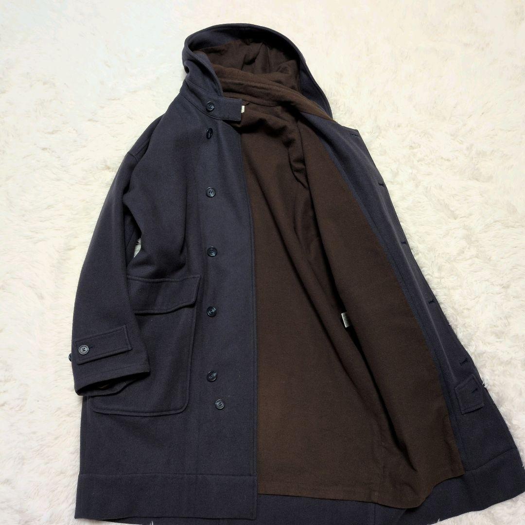 【人気モデル】ポールスミス☆フード　ウール　ロング　コート　L相当　ネイビー系