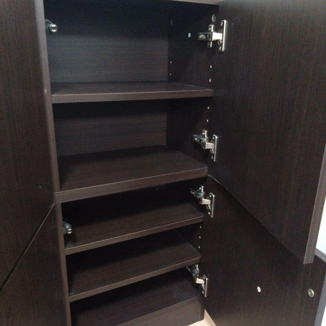 カウンター下収納薄型キャビネットブラウン