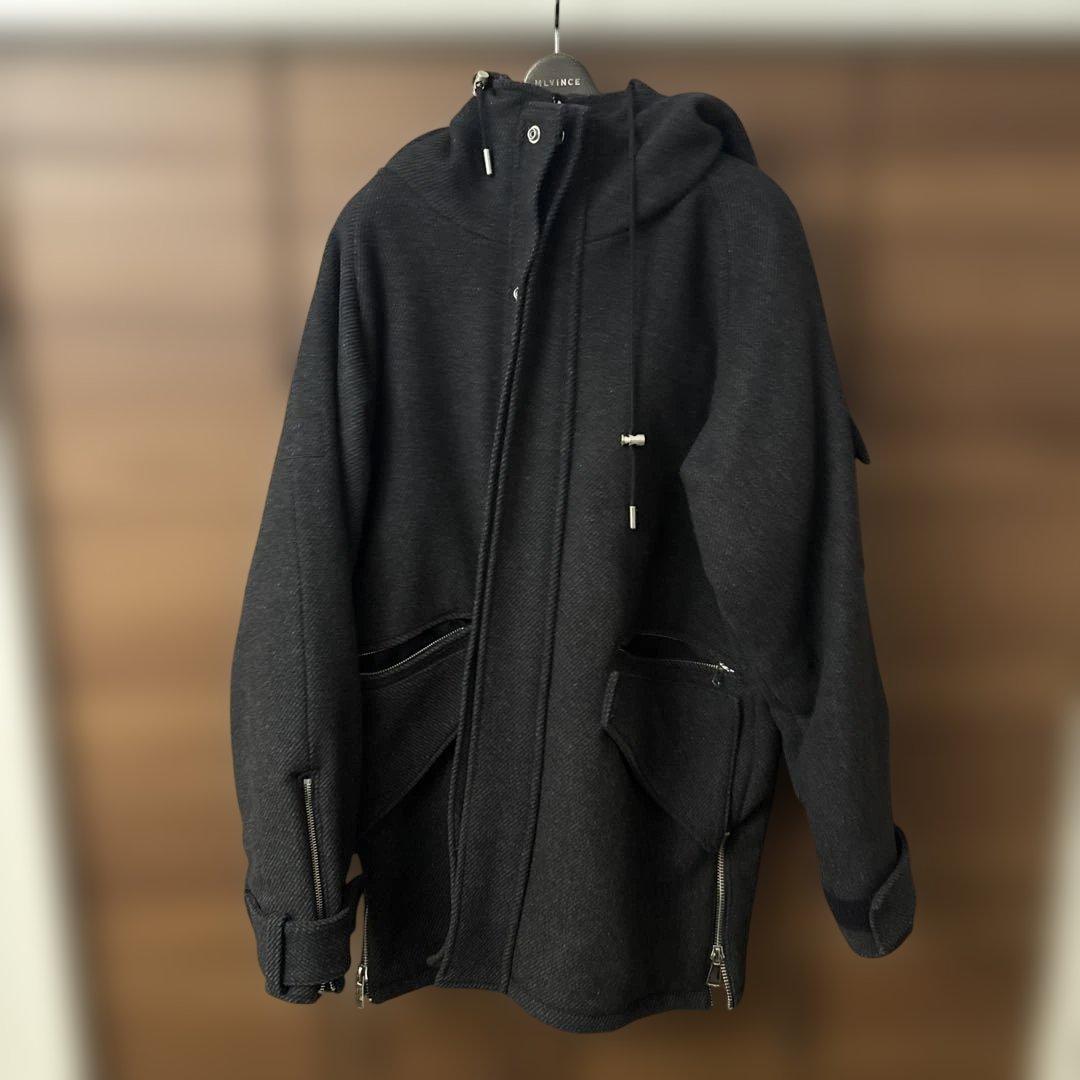 エ*ヲ様 MLVINCE ダークグレー フード付きウールコート