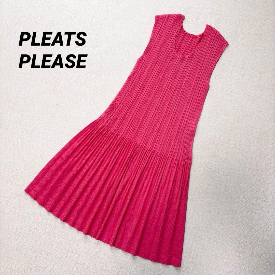 美品　プリーツプリーズ　チュニック　ノースリーブ　ピンク　サイズ3