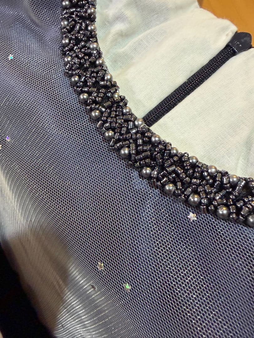 ドレスコ　130センチ　グレイネイビーシルバースタードレス