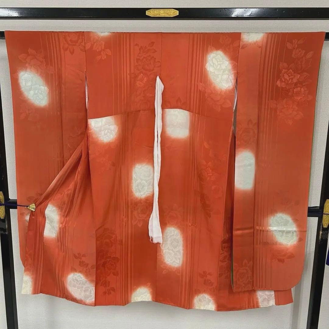 振袖用長襦袢 正絹 付け衿に可愛い刺繍 暈し染広衿 着物 T-2937