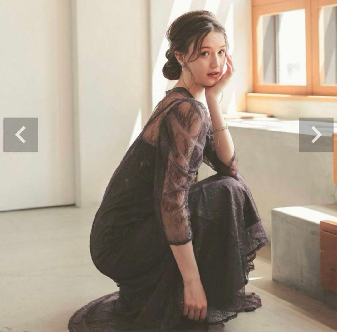 【美品】Dolly doll ボレロレイヤードレースドレス チャコール