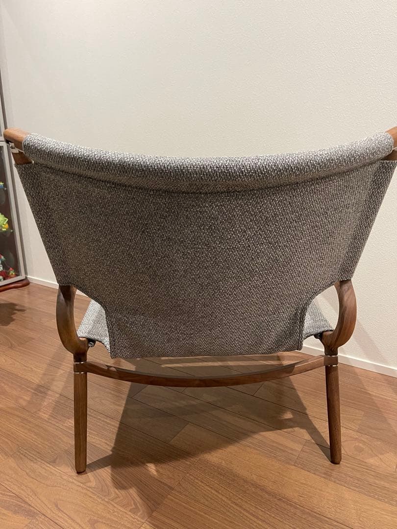 グランドチェア ウォルナット ファブリック グレー/ベージ　used