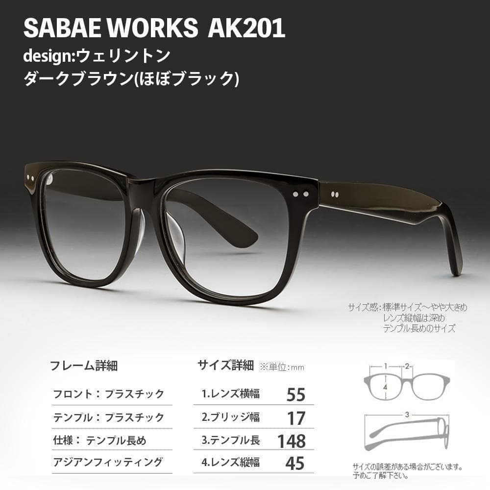 遠近両用メガネ (老眼 +2.00) 鯖江メガネ ヴィンテージ AK201 新品