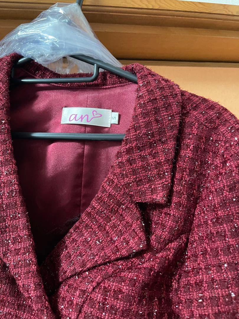 バーガンディ ツイードジャケット&スカートセット sugar an キャバドレス