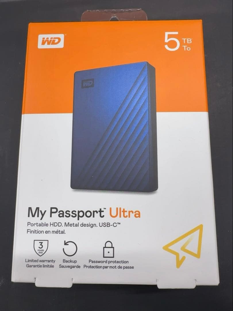 ウエスタンデジタル WD ポータブルHDD 5TB USB Type-C