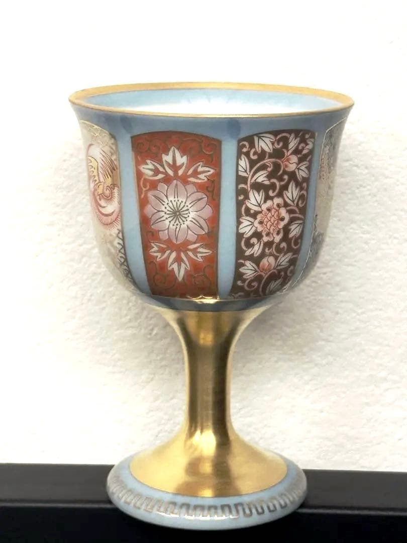 高脚陶器カップ 花柄