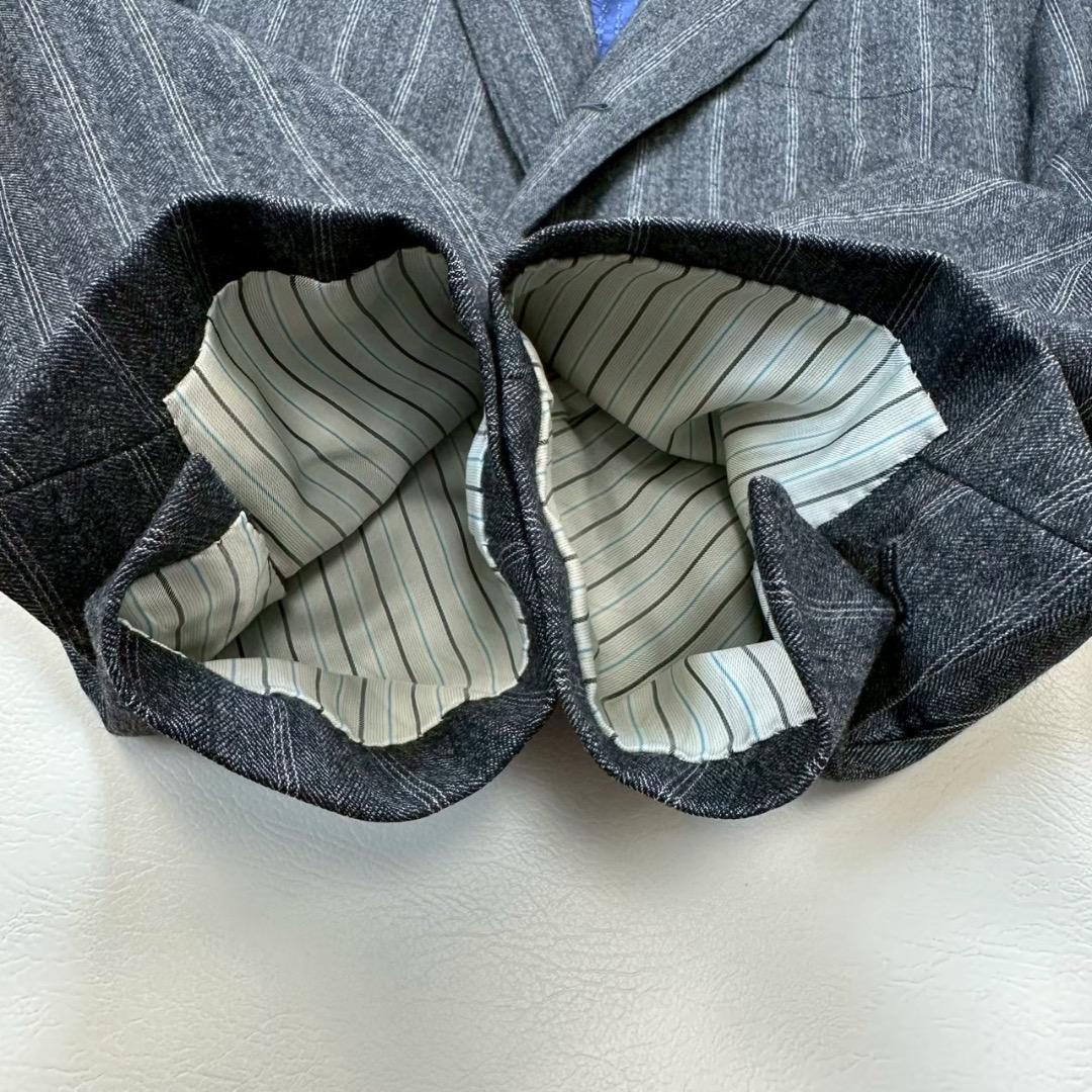 美品✨SHIPS 高級生地ゼニア ストライプ スーツ 総裏 本切羽 48 L相当