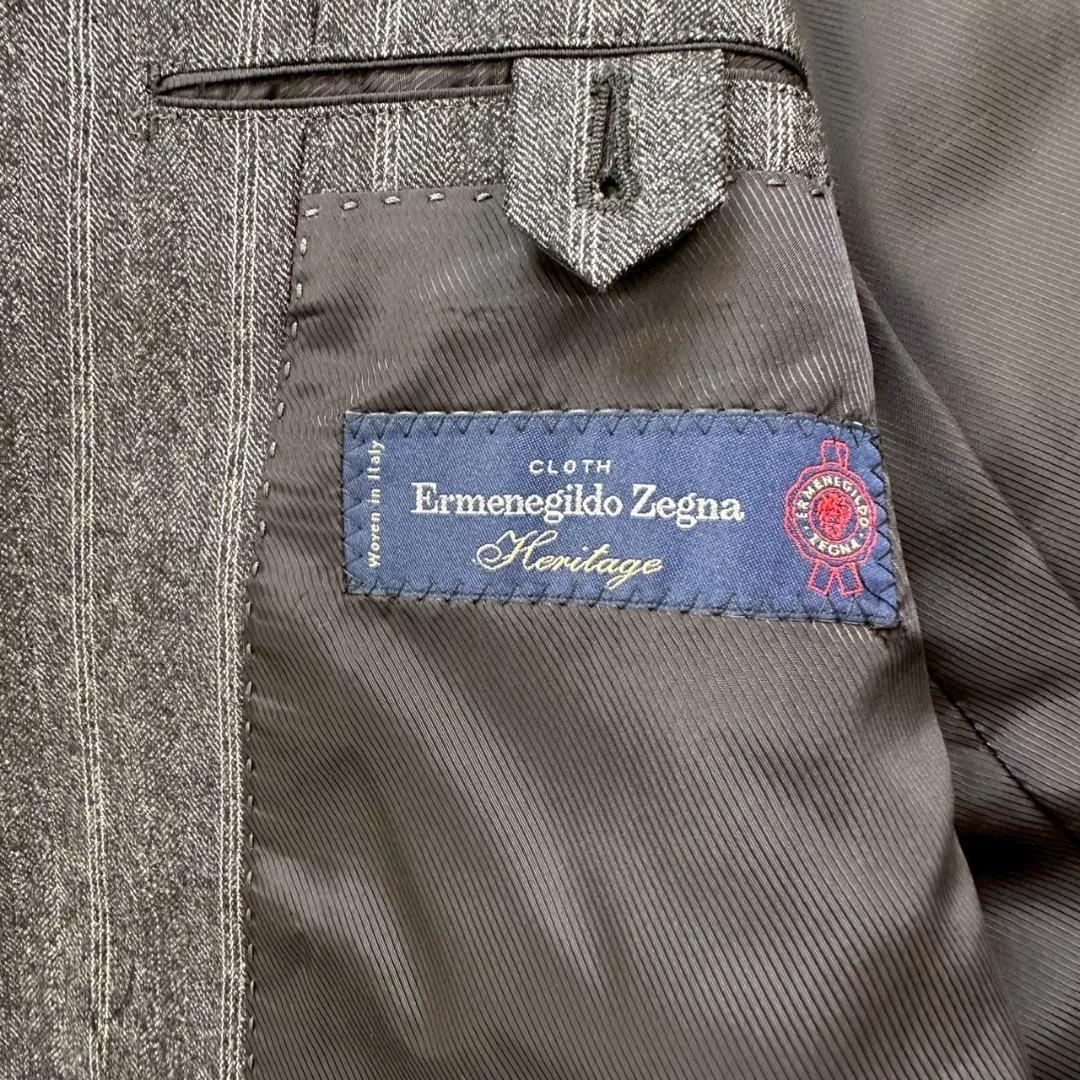 美品✨SHIPS 高級生地ゼニア ストライプ スーツ 総裏 本切羽 48 L相当