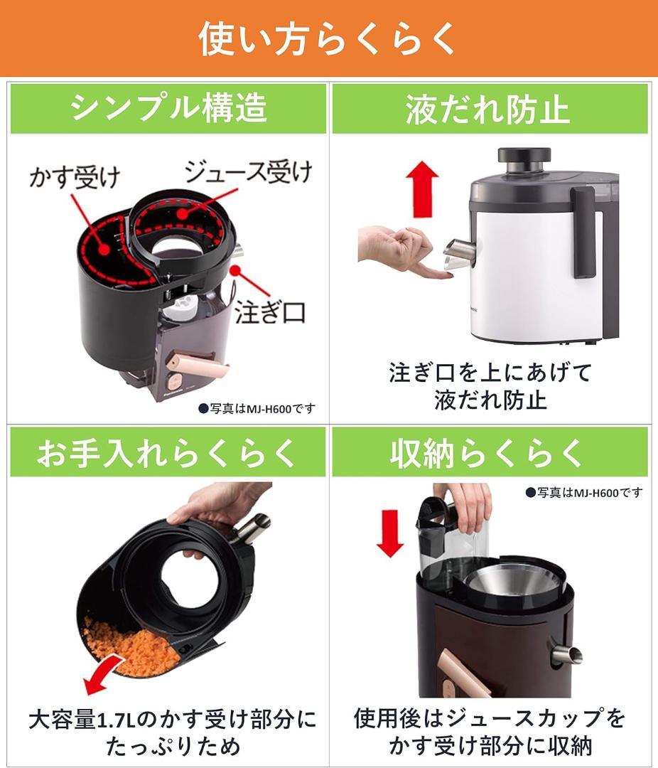 パナソニック Panasonic 高速ジューサー ホワイト MJ-H200-W