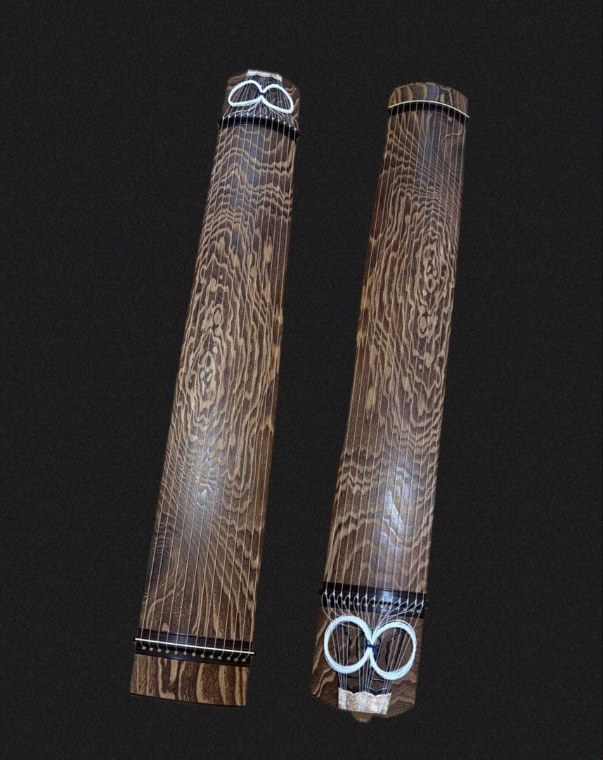 【高級品】福山琴 くり甲 綾杉彫 口前装飾（銘有） 蒔絵付 琴柱 白象・玉龍