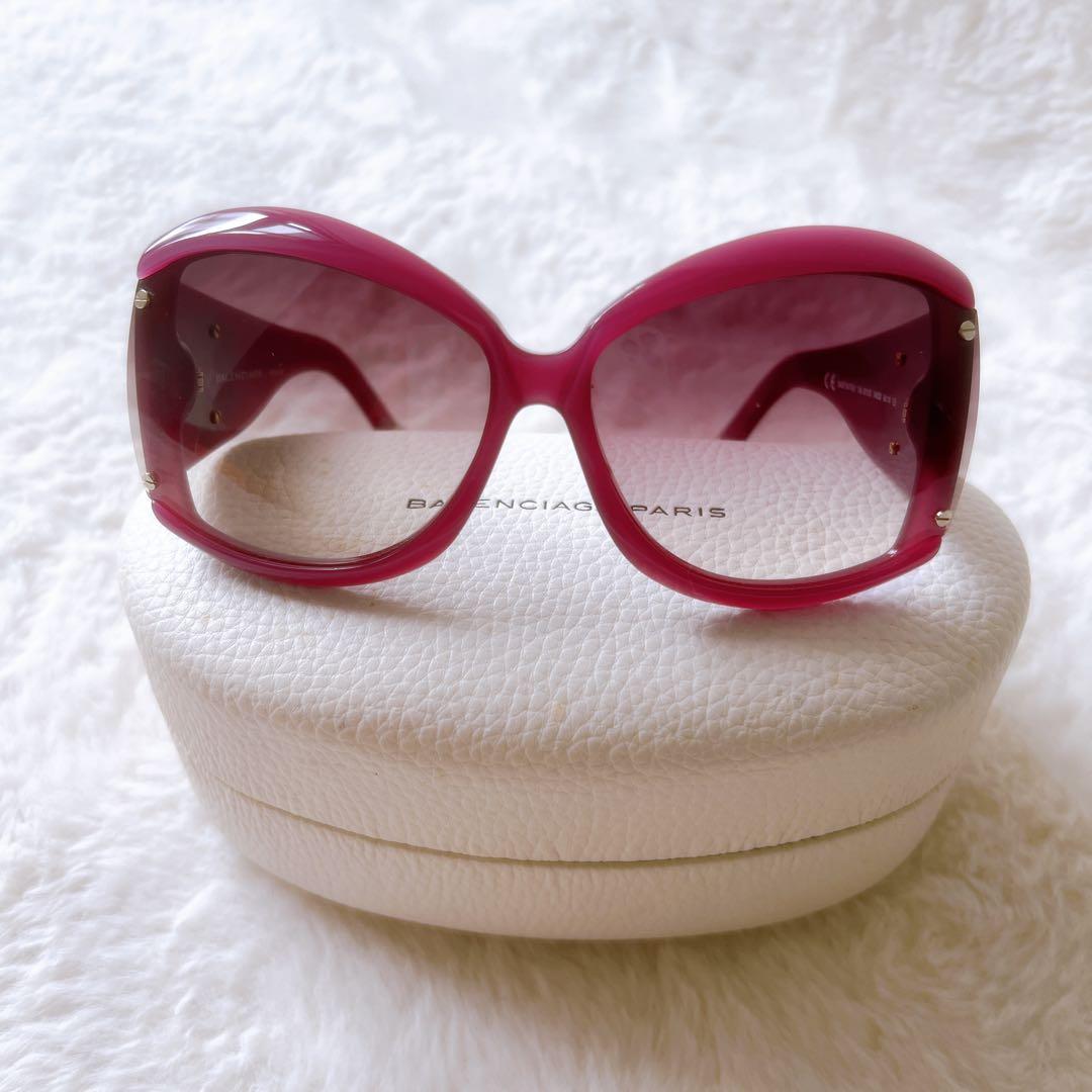 美品BALENCIAGA バレンシアガパープルグラデーションサングラスケース付き
