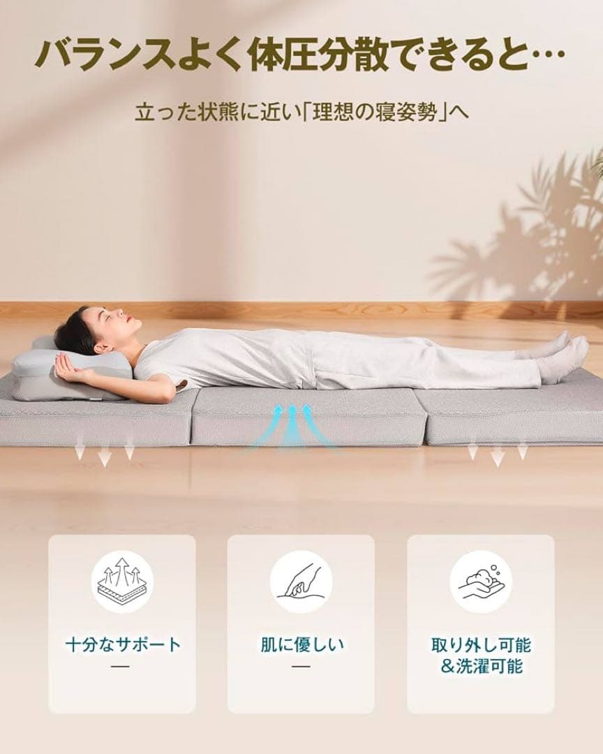 【訳あり‼️】折りたたみマットレス 厚さ10cm高反発 硬め190N 密度36D