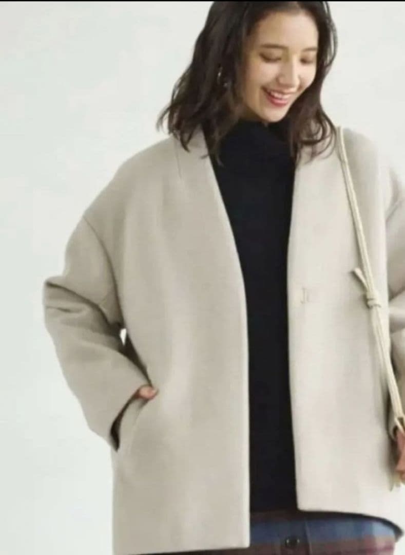 green label relaxing　ヴィクトリアンウールハーフコート　38