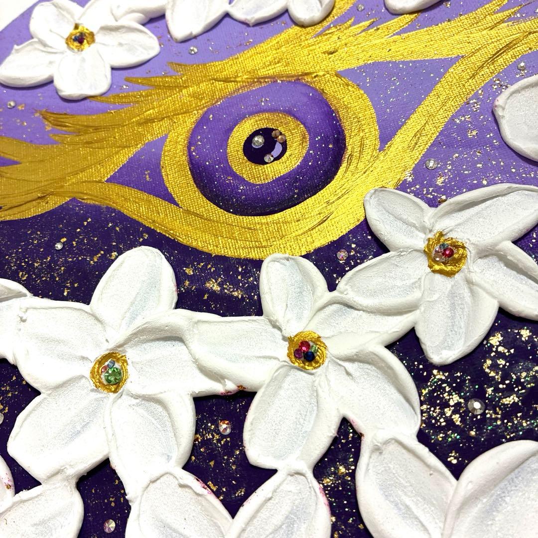 開運絵画　生命の木　龍神様　インフィニティ　眼　天界の花　昇龍　金箔