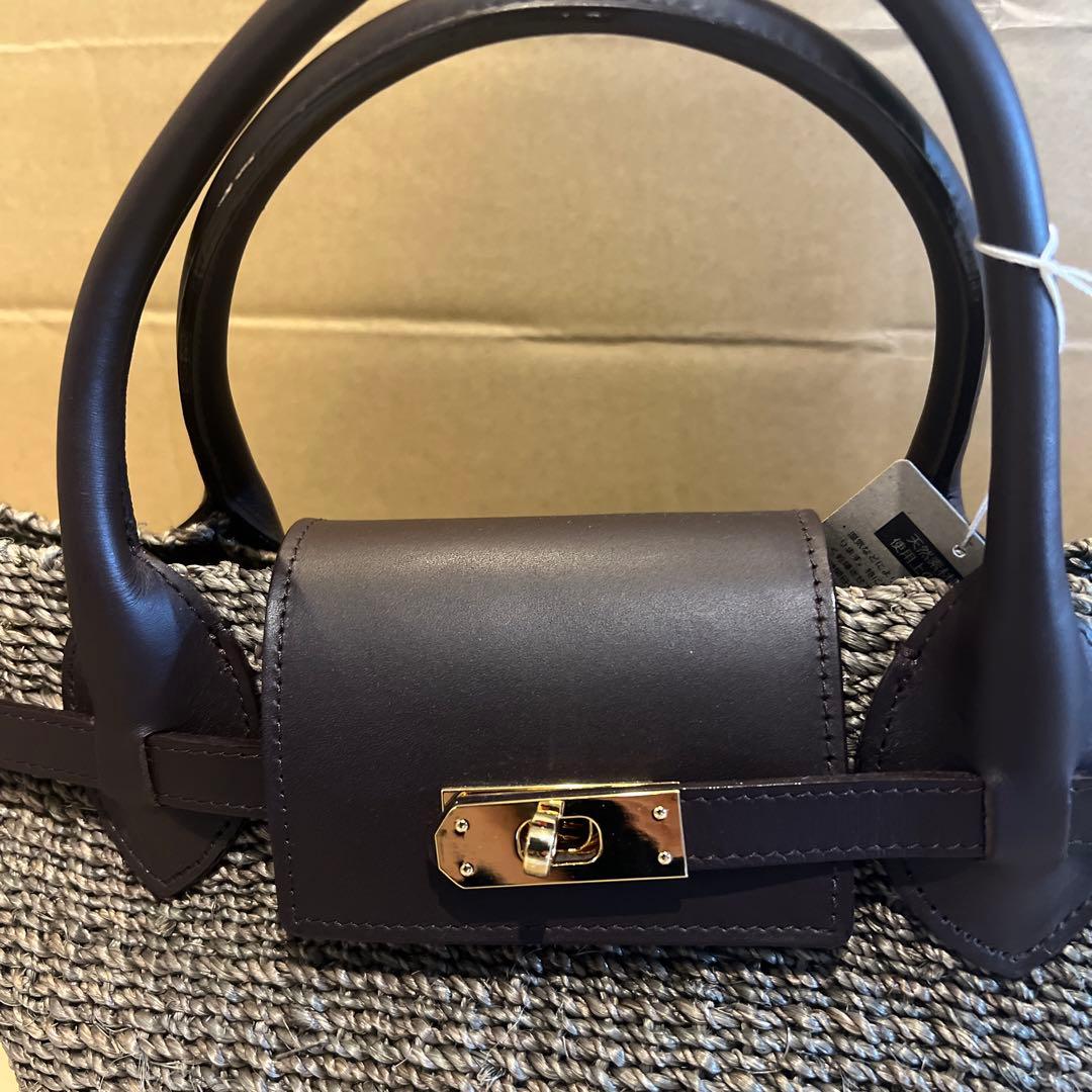 cotto コトゥー かご bag チョコレート ブラウン アバカ 牛革 新品