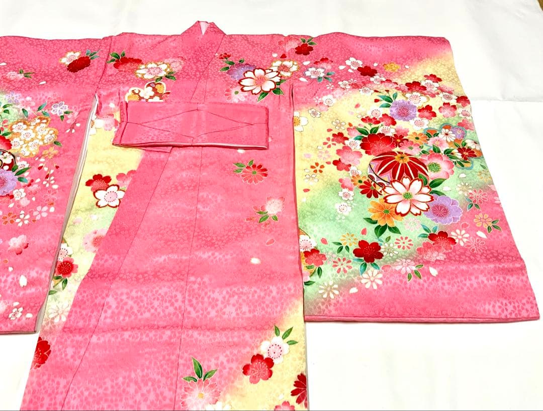 お宮参り　女の子　着物　女児祝着　正絹　のしめ　初着　産着　新品　ピンク