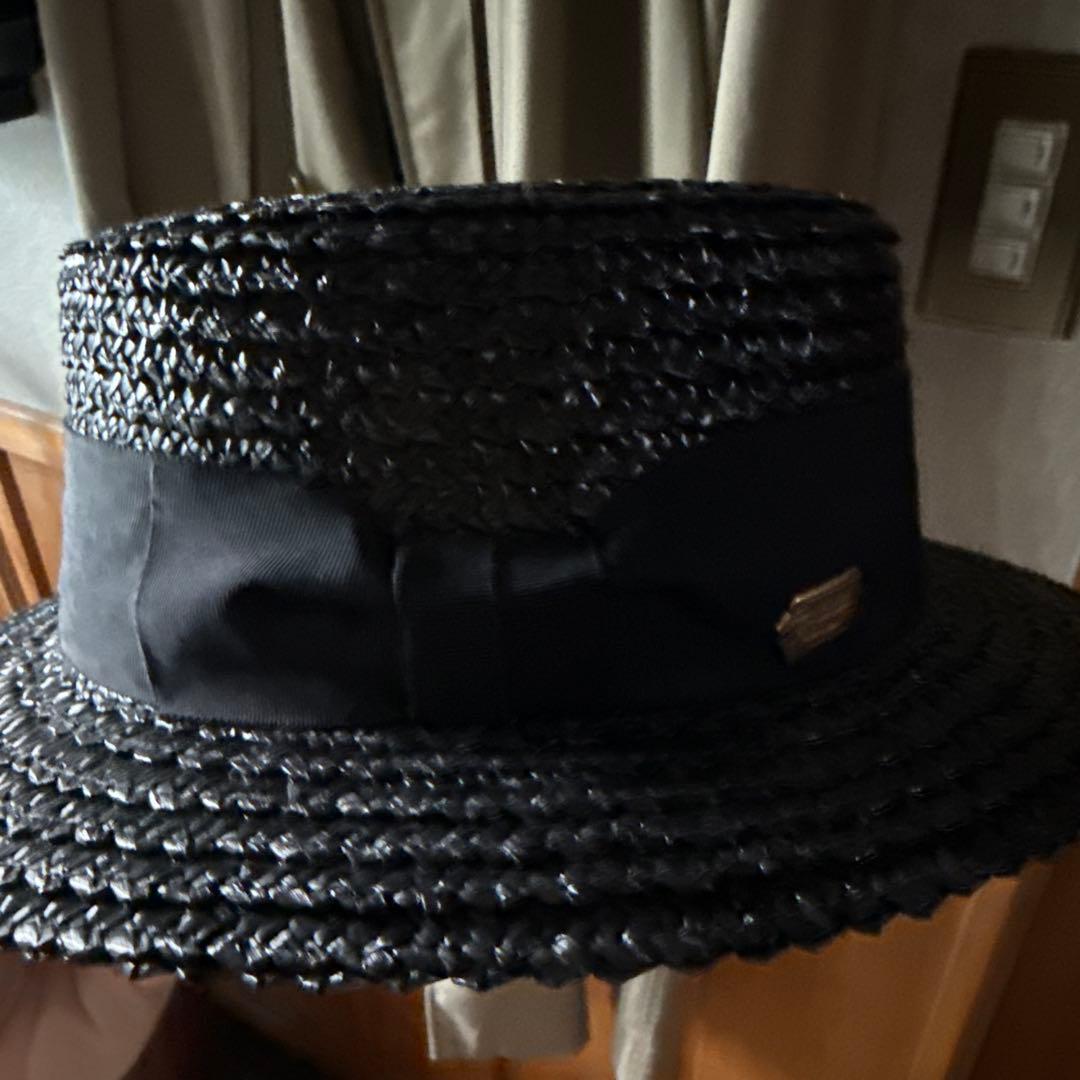 田中帽子店　鬼麦カンカン帽 ブラック LLサイズ