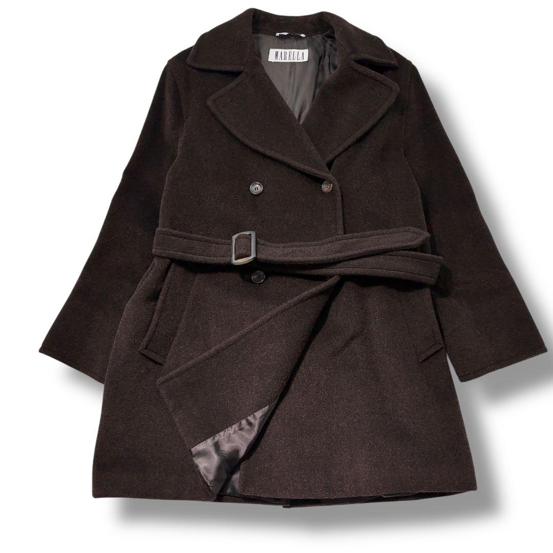 極美品】MARELLA　マレーラ モヘヤ コート ダブル 42 XL ベルト