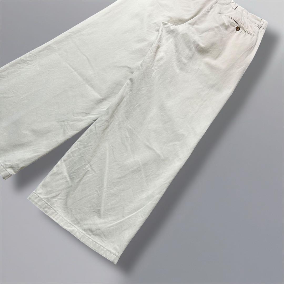 90's'GIORGIO ARMANI 2タック　ワイドチノパン　 アイボリー