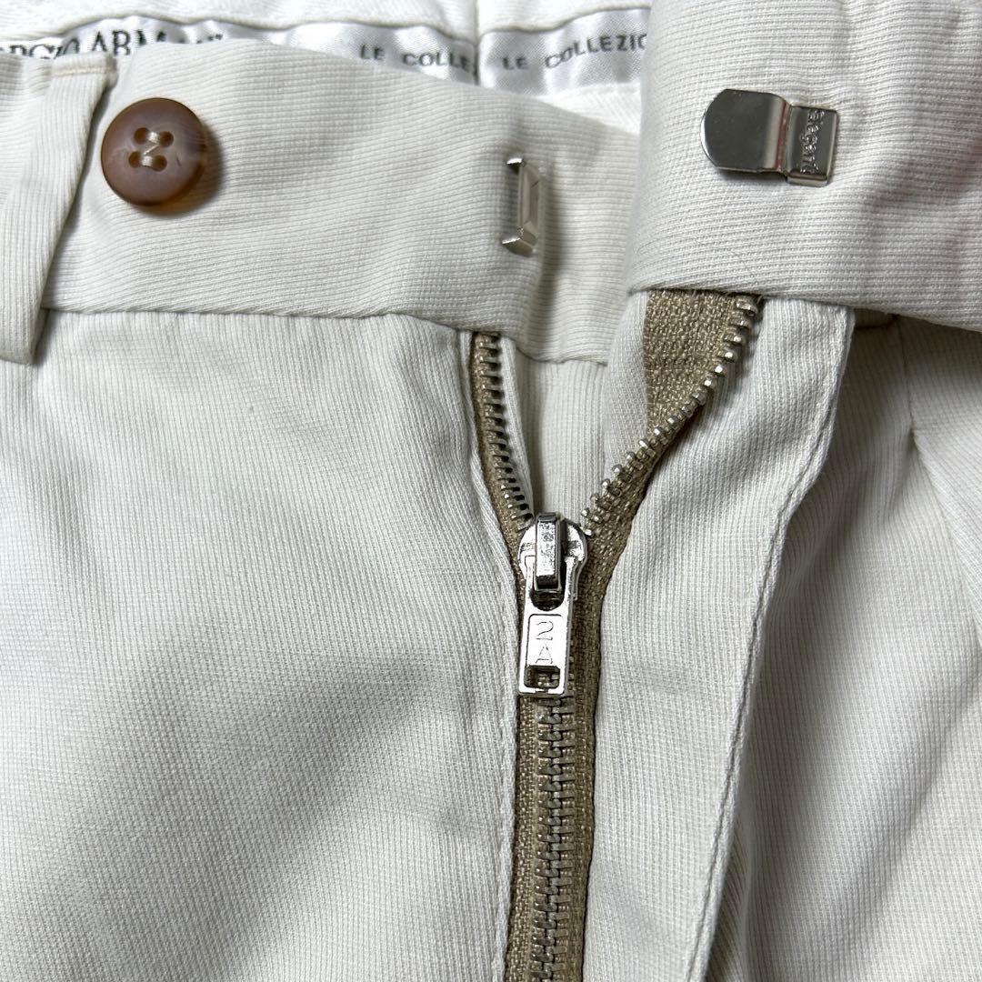 90's'GIORGIO ARMANI 2タック　ワイドチノパン　 アイボリー