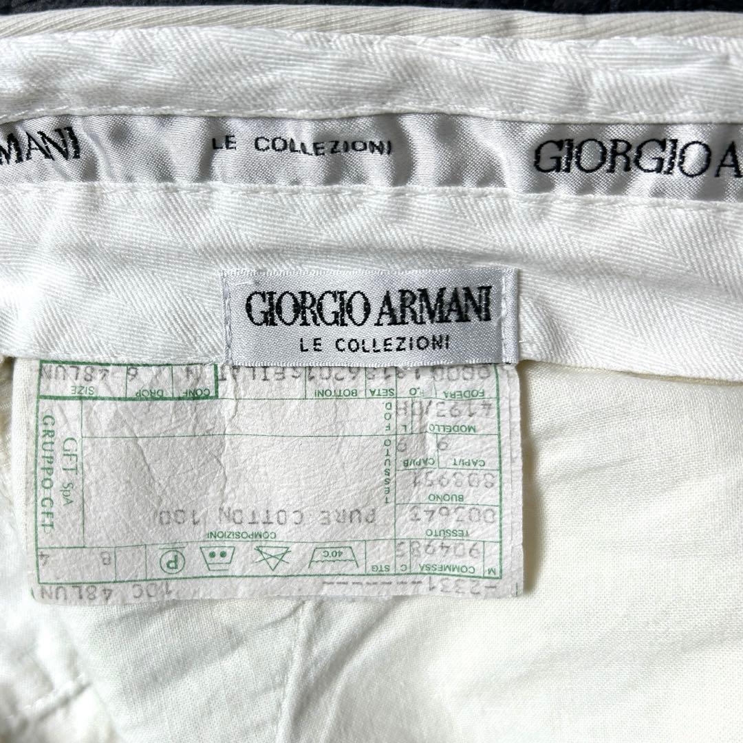 90's'GIORGIO ARMANI 2タック　ワイドチノパン　 アイボリー