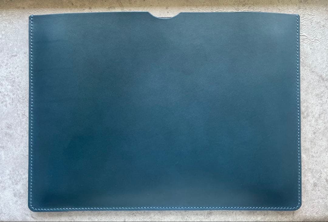 【レザーPCケース】イタリアンレザー ネイビー パソコン 13.14.15インチ