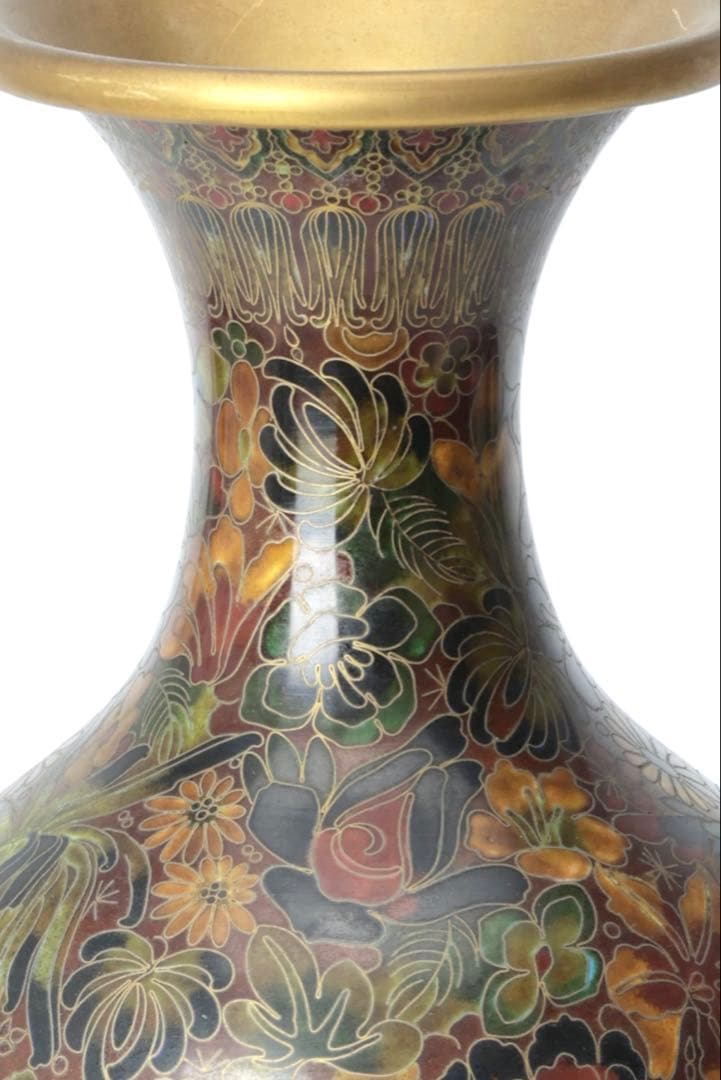 中国美術 七宝焼 花瓶 壺 飾壷 花紋 花入 花器 古美術品 骨董品